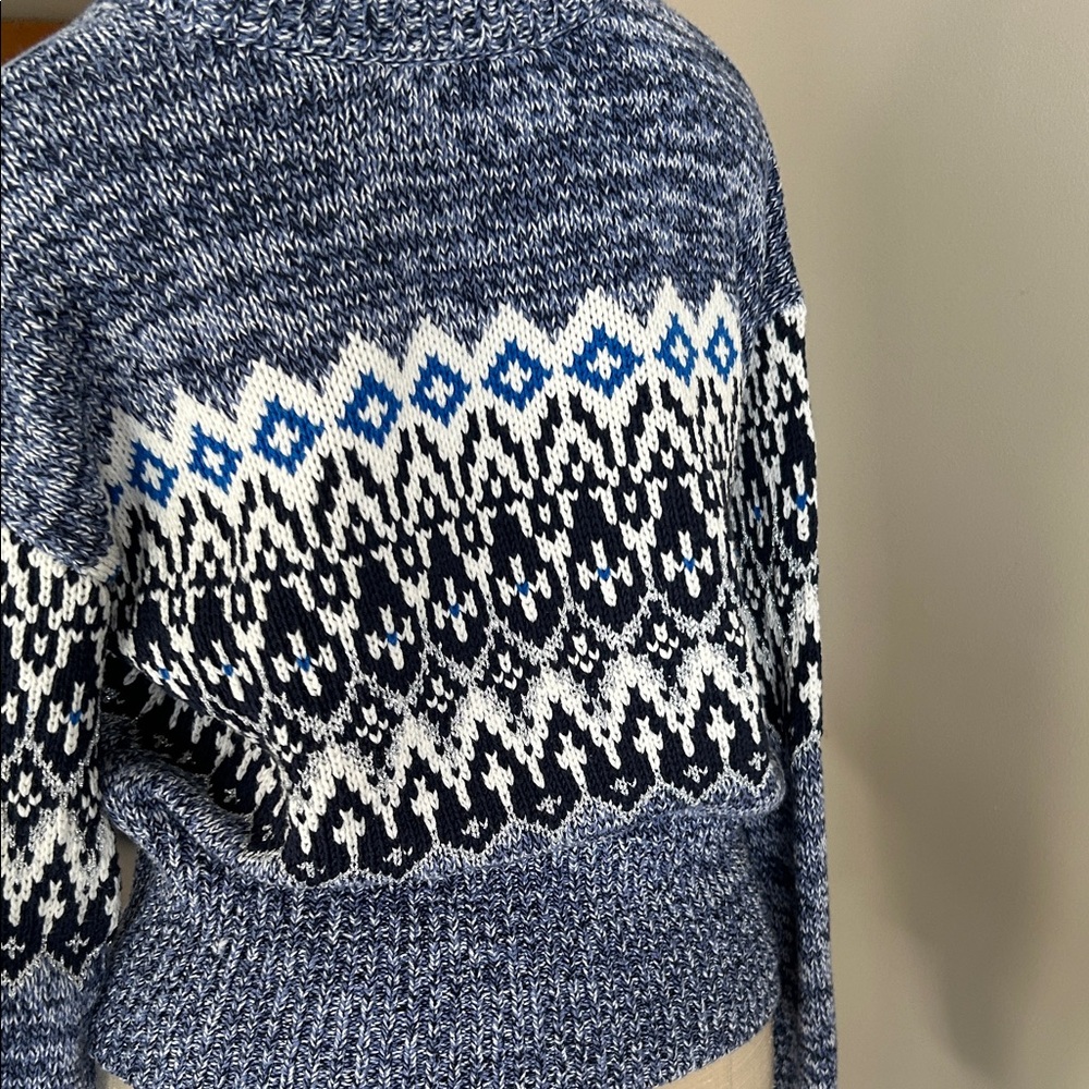 Blue Patterned Women's Sweater - Picture 3 of 6